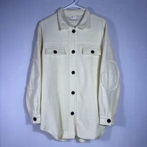 ZYIA Active Cream Shirt Jacket with Black Accents & Elbow Pads Size Small